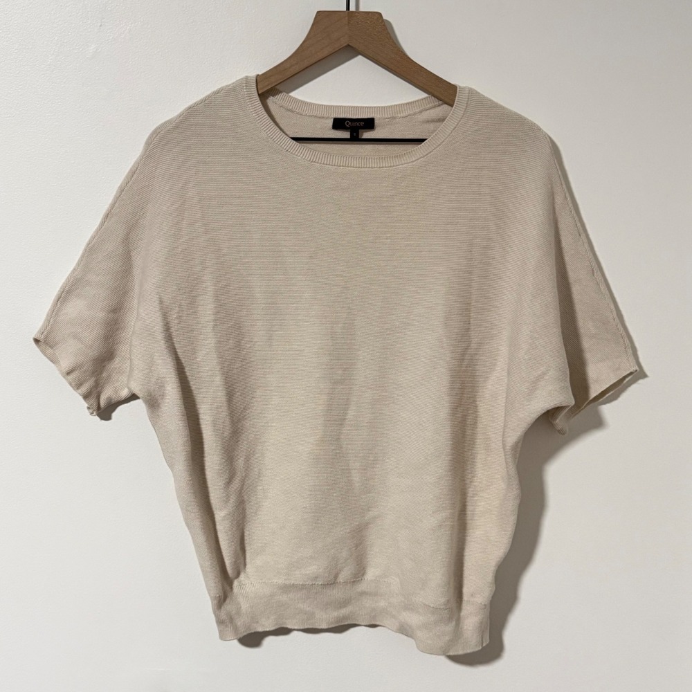 Quince Sweater Women S Cream Cotton Cashmere Link Stitch Dolman Quiet Luxury